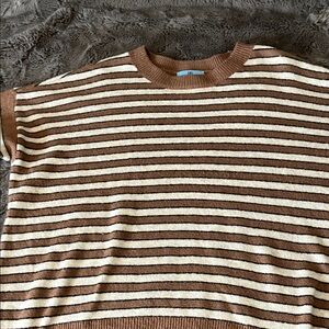 CeCe Striped Sweater in Brown and Cream